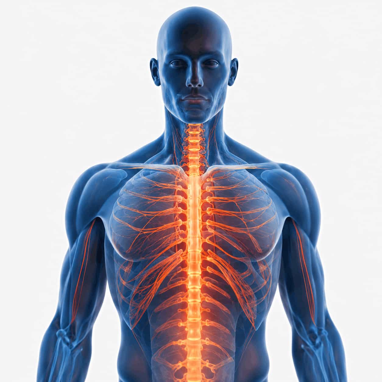 Person standing upright while wearing an Aligna posture corrector